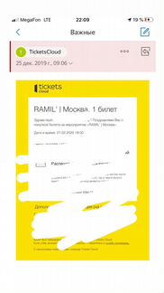Билет на Ramil’a
