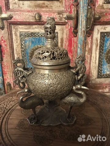 Редкая храмовая кадильница с аистами. Фен Шуй