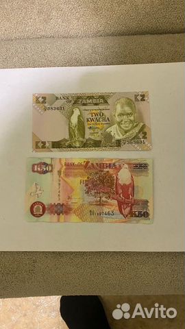 Банкноты Боны Замбия 2 квачи 1980-1988 UNC Пресс