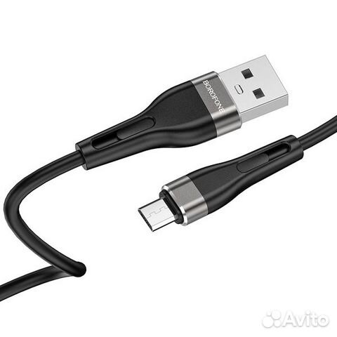 Кабель microusb силикон (borofone BX46) Черный