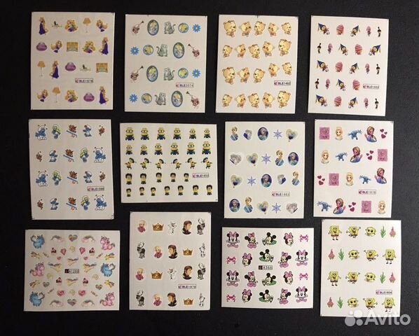 Водные стикеры (слайдеры) для ногтей (мультяшные)