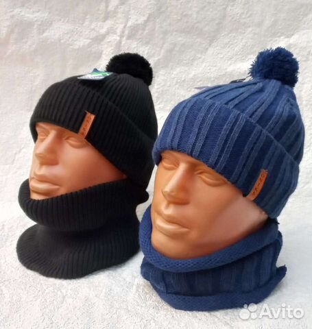 Мужские зимние комплекты шапка+снуд