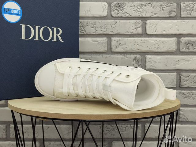 Кроссовки Dior b23 high top monogram obilque white
