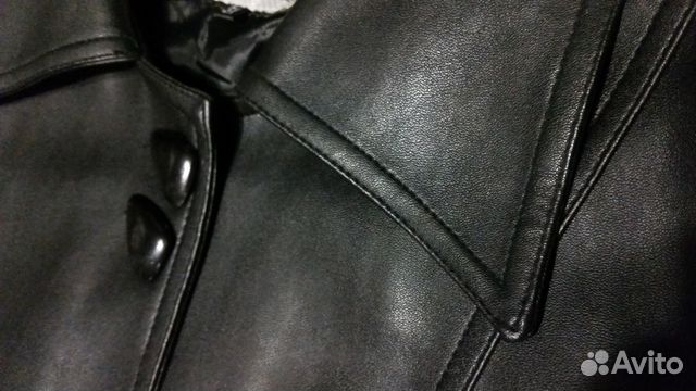 Куртка кожаная женская лайкра чёрная L XL