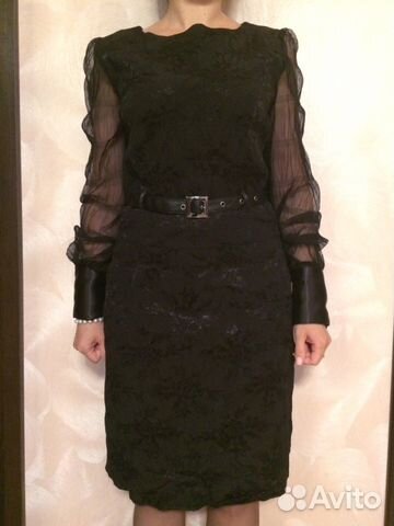 Платье черное с поясом и болеро 42-44 р-р