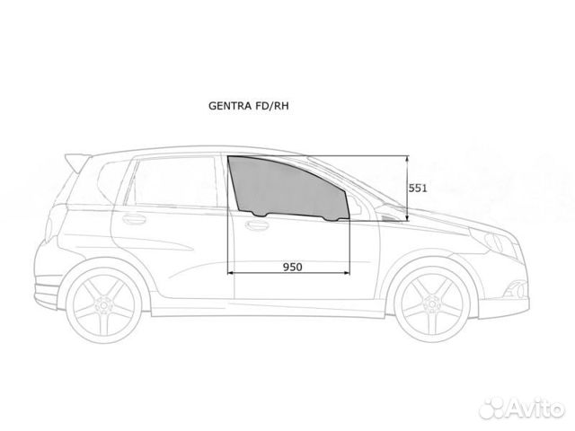 Переднее боковое стекло на а/м Chevrolet Aveo