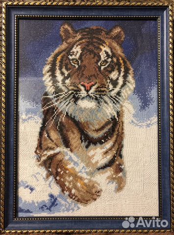 Картина вышитая крестиком «Тигр»