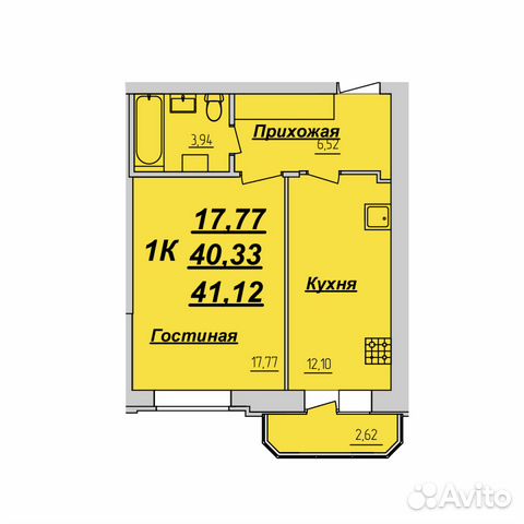 1-к квартира, 40.3 м², 2/11 эт.