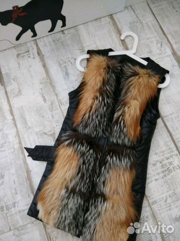 Куртка-Жилет кожаная с мехом, осень-зима Куртка-Жилет кожаная с мехом, осень-зима