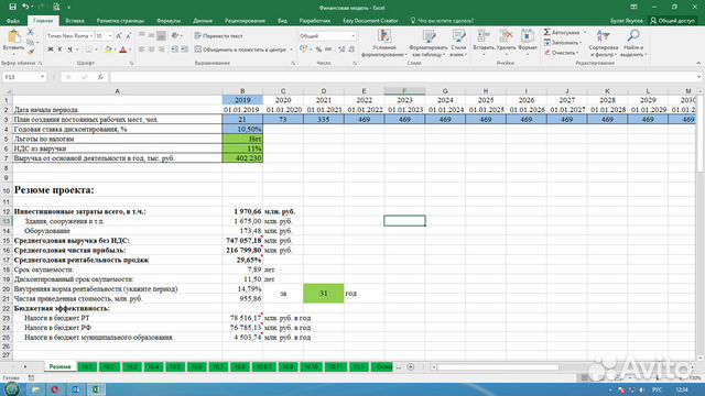 Финансовая модель it проекта в excel