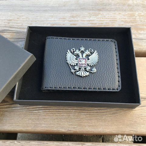 Кожаная обложка с металлическим гербом РФ №07 Кожаная обложка с металлическим гербом РФ №07