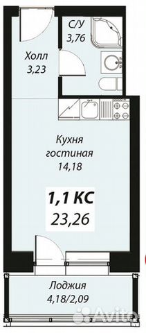 Студия, 23.3 м², 5/5 эт.
