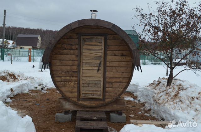 Баня бочка с козырьком под ключ