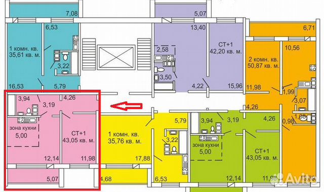 2-к квартира, 43 м², 3/10 эт.