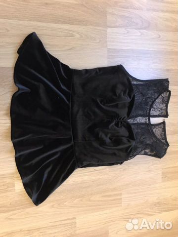 Чёрный топ баска кружево бархат Zara Чёрный топ баска кружево бархат Zara