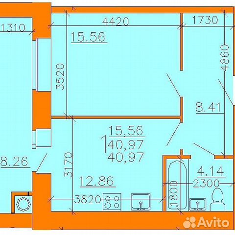 1-к квартира, 48 м², 9/14 эт. 1-к квартира, 48 м², 9/14 эт.