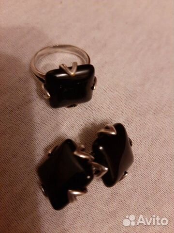 Серебро комплект,черный агат