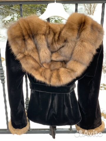 Шуба норковая fokos(капюшон соболь) 42-44
