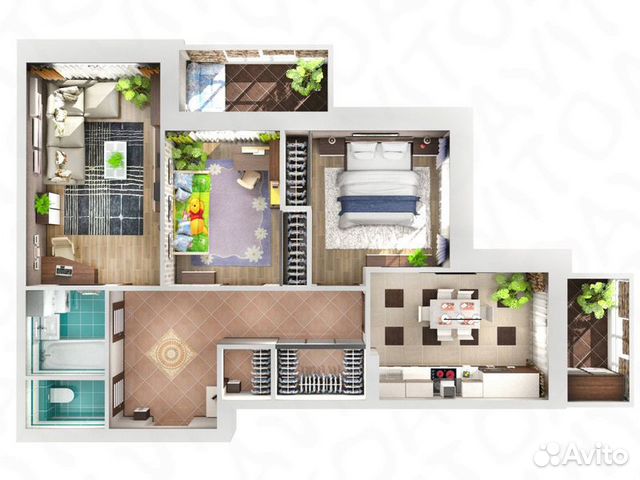 3-к квартира, 69.7 м², 3/16 эт.