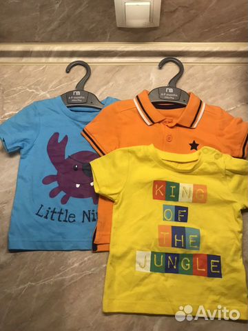Футболки Mothercare, новые, 6-9