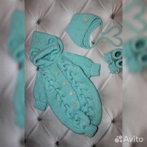 Комбинезон с ушками мятного цвета