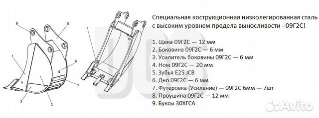 Ковши задние усиленные 80 см Komatsu WB 97 Ковши задние усиленные 80 см Komatsu WB 97