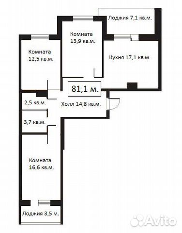 3-к квартира, 81.1 м², 22/23 эт. 3-к квартира, 81.1 м², 22/23 эт.