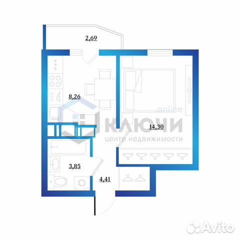 1-к квартира, 31.6 м², 11/19 эт.