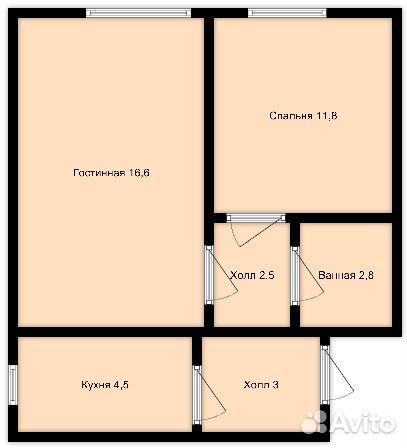 2-к квартира, 47 м², 6/9 эт. 2-к квартира, 47 м², 6/9 эт.