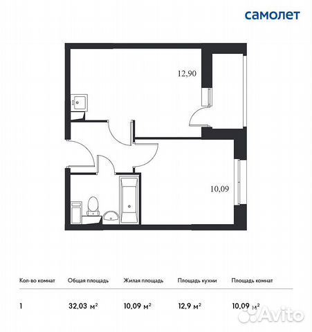 1-к квартира, 32 м², 2/12 эт. 1-к квартира, 32 м², 2/12 эт.