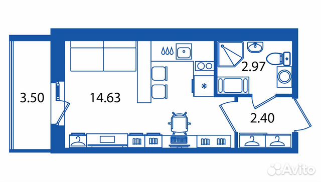Студия, 22 м², 19/19 эт. Студия, 22 м², 19/19 эт.
