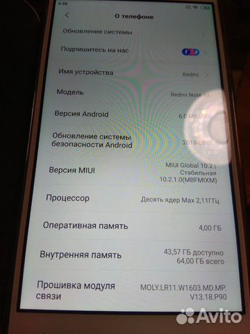 Xiaomi redmi note 4x 4/64