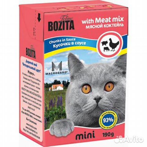 Корм для кошек bozita Mini кусочки в соусе мясной