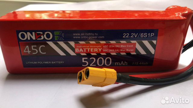Аккумулятор Onbo 5200mAh 6s1p 45c Lipo Pack