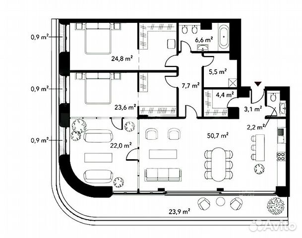 4-к квартира, 177 м², 6/6 эт. 4-к квартира, 177 м², 6/6 эт.