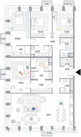 5-к квартира, 188.1 м², 13/13 эт. 5-к квартира, 188.1 м², 13/13 эт.
