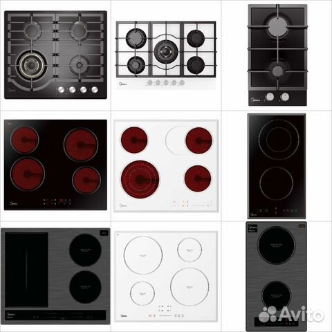 Варочная панель индукция, электро, газ midea