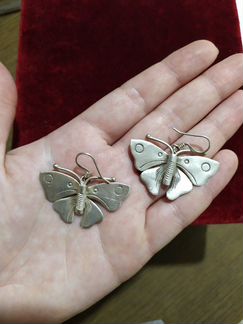 Серьги-бабочки, серебро