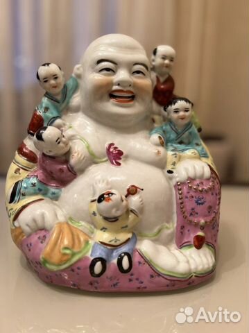 Фарфоровый будда с детьми Цзянси старый Китай