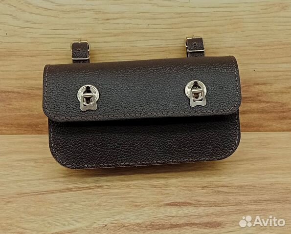 Кожаная коричневая велосумка