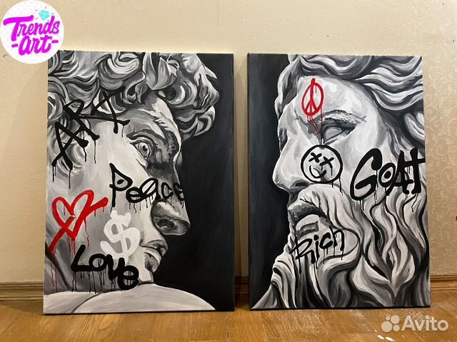 Большие поп стрит арт картины для интерьера купить