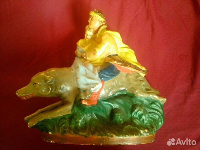 Серый волк статуэтка,Кунгур гипс 50х годов