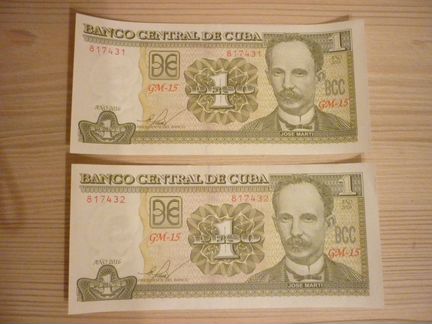 1 кубинское песо банкнота Куба