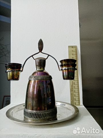 Мельхиор Старинный Штоф баба с коромыслом)