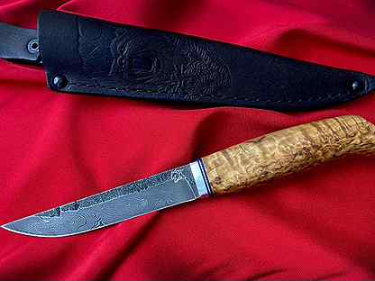 Нож "Финский-2" дамаск след ковки карелка