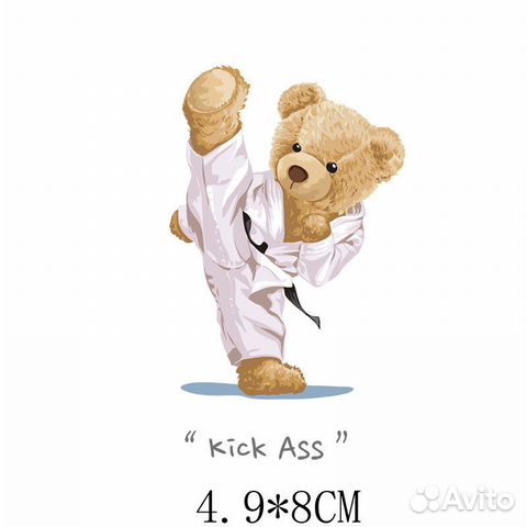 Термонаклейка на одежду мишка каратист 2 шт