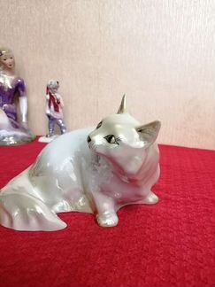 Фарфоровая статуэтка СССР кошка Башкирский фарфор