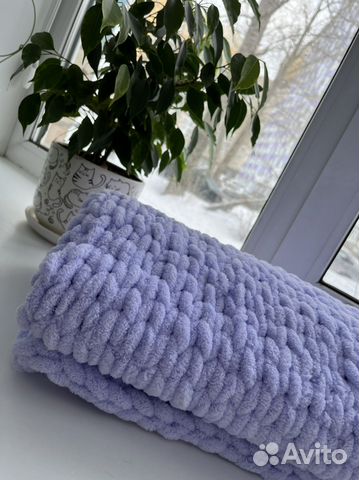 Плед вязанный детский ручная работа Ализе пуффи