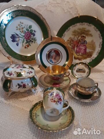 Фарфоровые предметы в зеленом цвете