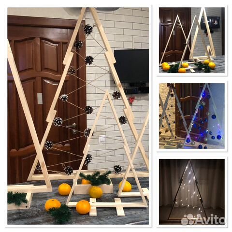 Новогодняя деревянная елка, ручная работа